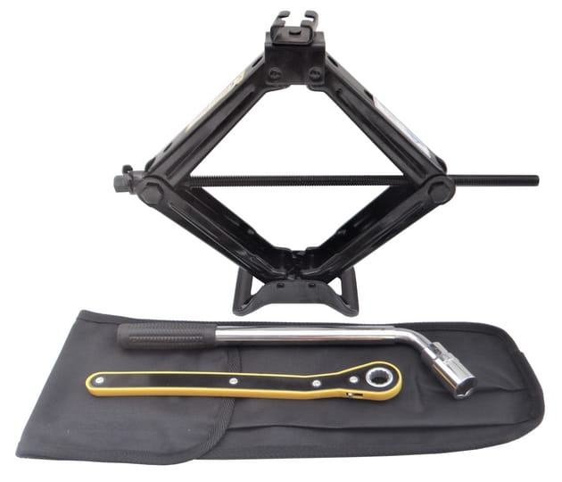 Set of 2 T jacks + telescopic wheel wrench + cover